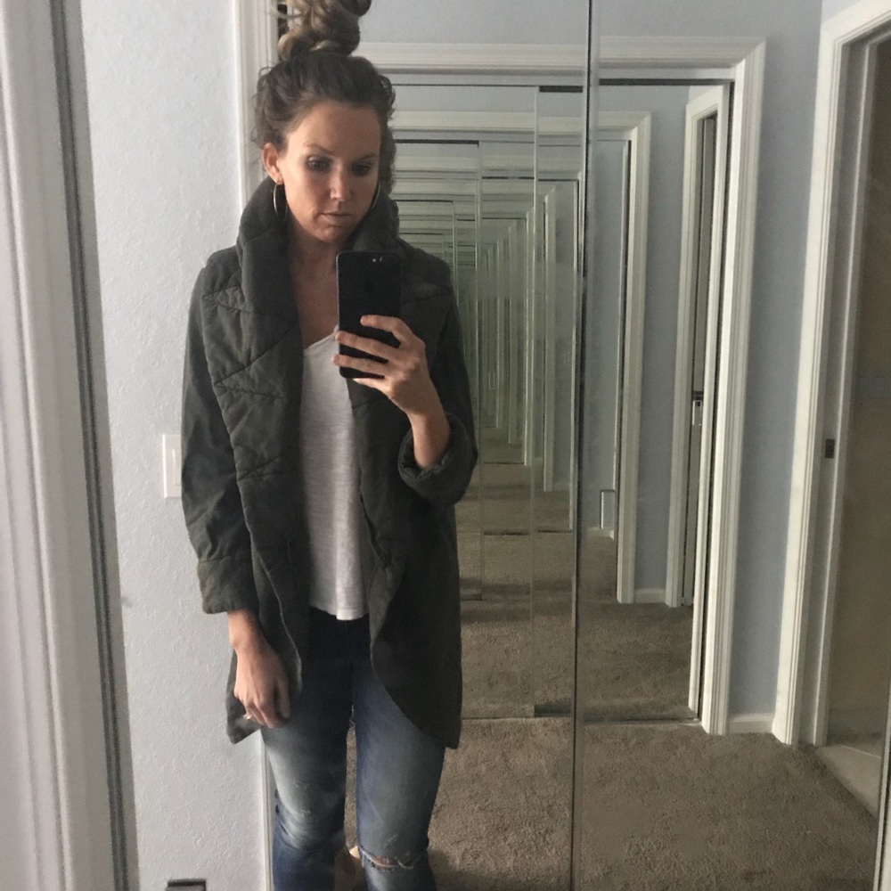 Anthropologie Green collar sweatshirt cardigan.